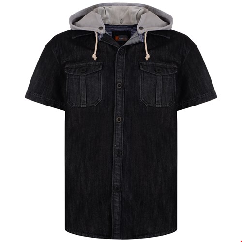 Kam S/S Denim Shirt with Hoody